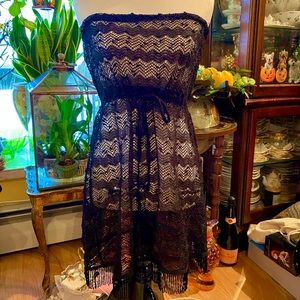Lace Net Black Dress Coverup Beach Throw with Sparkles
